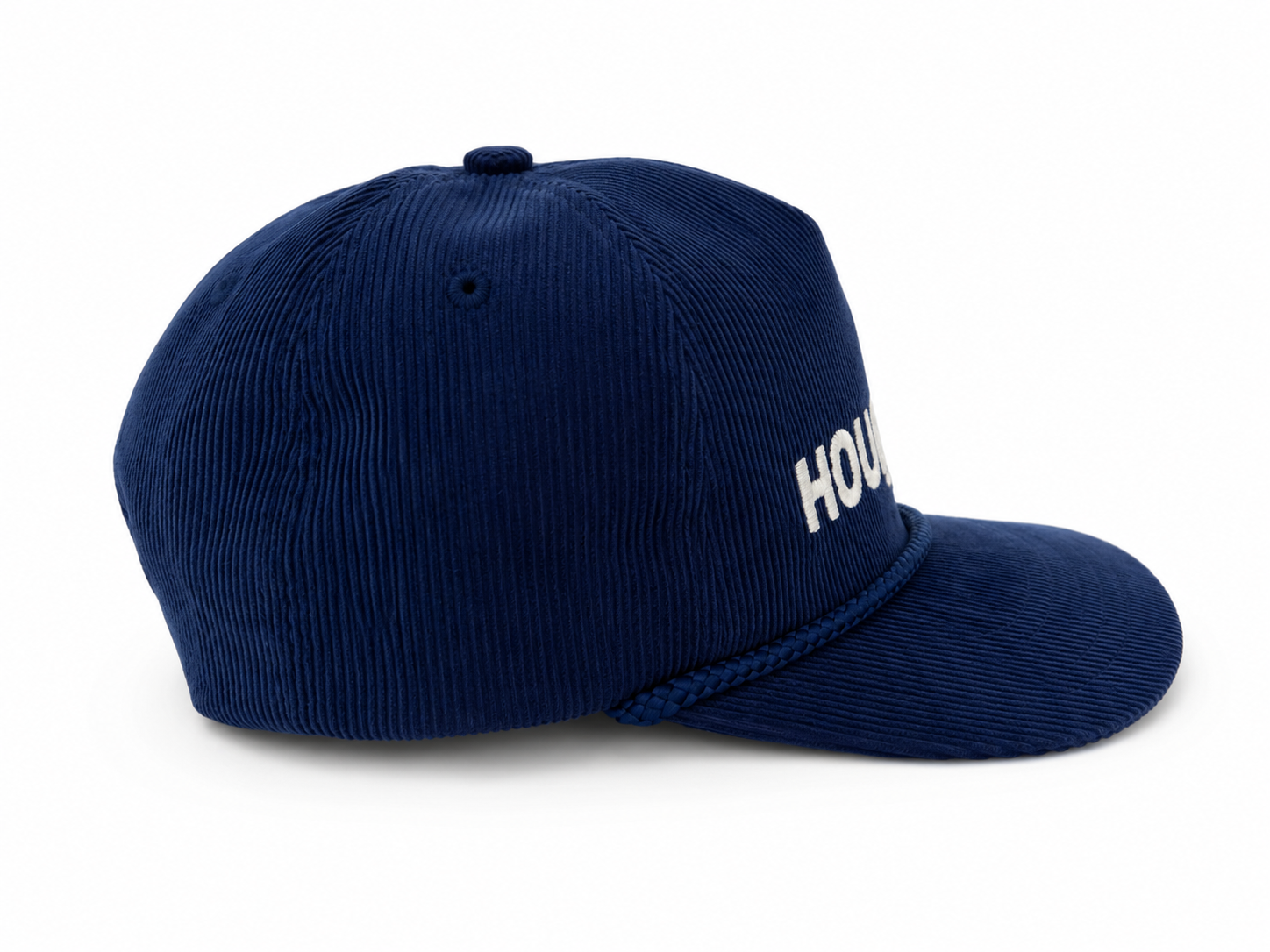 Stylish Hola Mija! Signature Corduroy Snapback with classic rope detail, ideal for sunny days and enhancing community experiences with comfort and elegance.