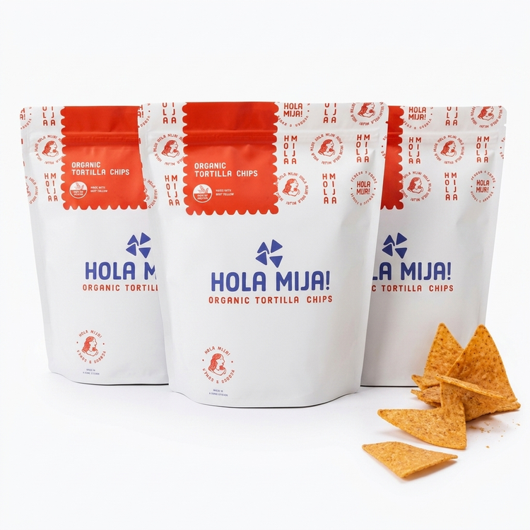 Hola Mija Beef Tallow Chips, Sea Salt Tortilla Chips, 7oz Bags (3-Pack)